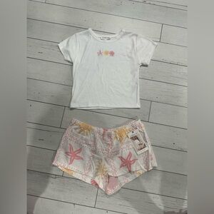 Charming White and Pink Starfish Pajama Set